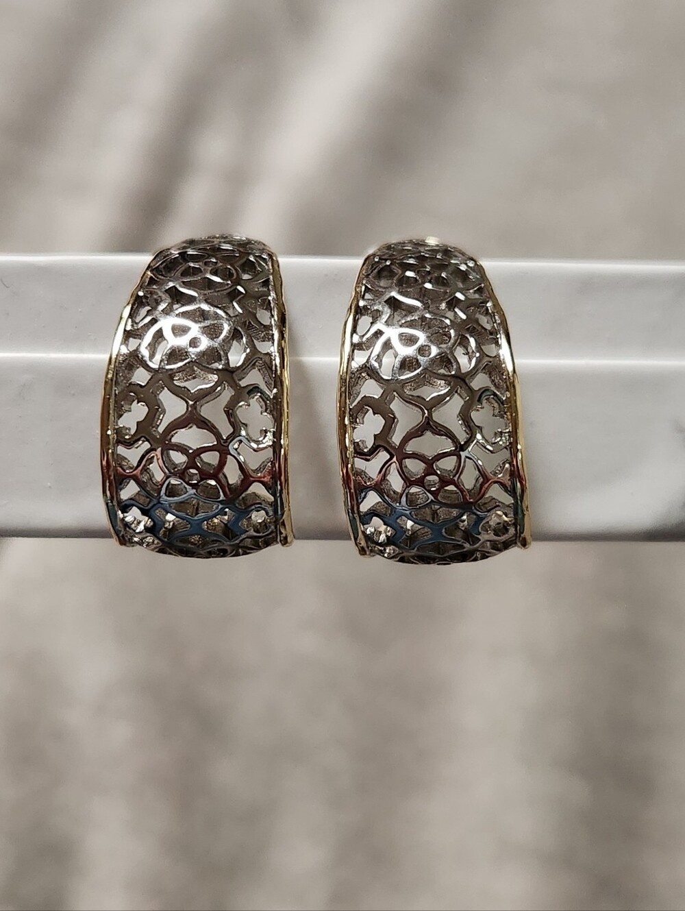 Kendra Scott For Target Filigree Hoop Earrings - Silver Tone, Gold Tone Trim